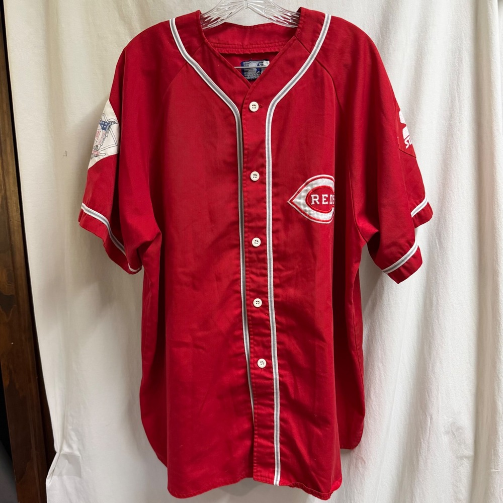 Vintage Starter Cincinnati Reds Baseball Jersey Red Button Front XL MLB 90s